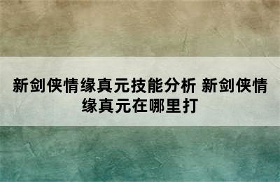 新剑侠情缘真元技能分析 新剑侠情缘真元在哪里打